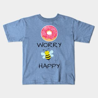 Punny Funny Donut Worry Bee Happy Shirt Kids T-Shirt